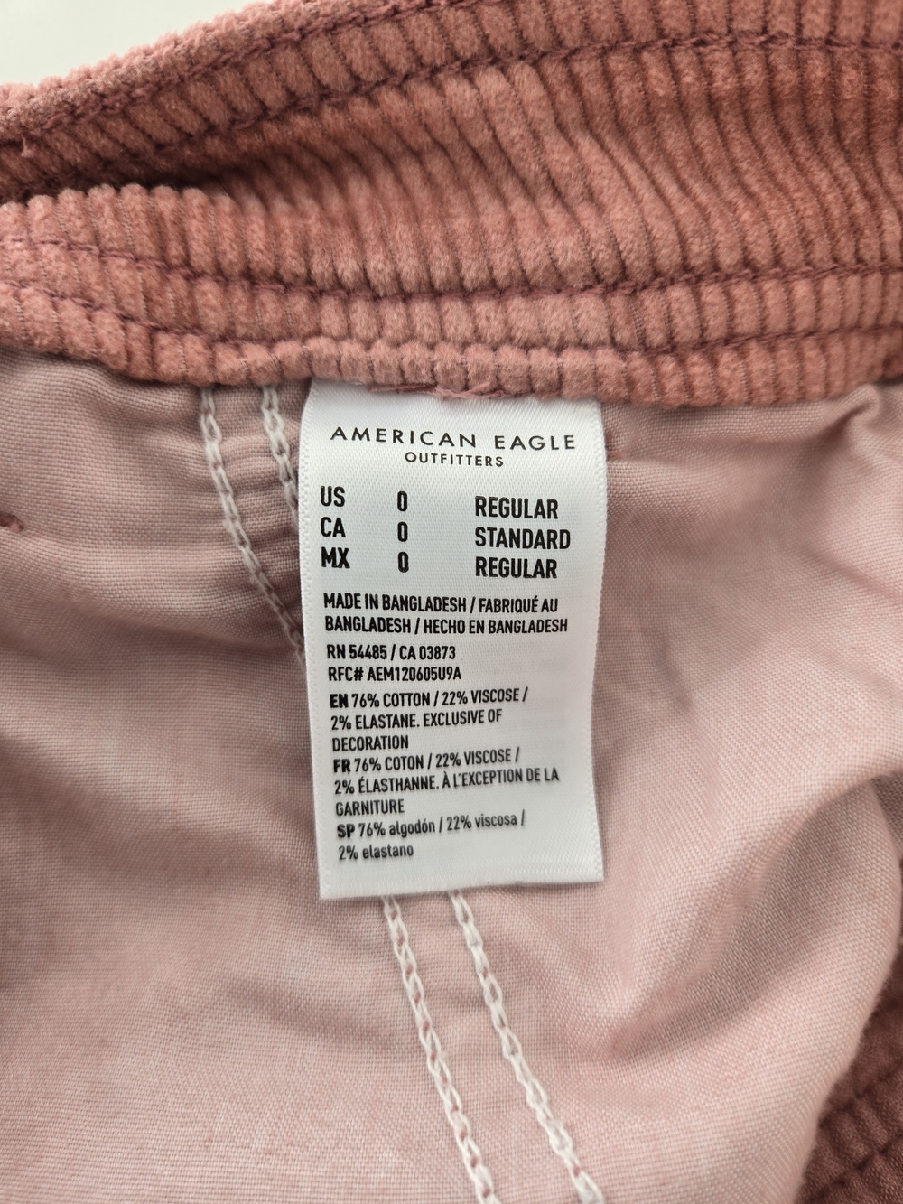 American Eagle  Corduroy Cargo Pants Dusty Pink Size 0R Y2K Wide Leg - Picture 16 of 16
